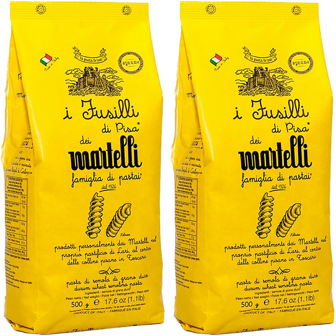 마르텔리아티산파스타 푸실리 디 피사, 500g, 2개