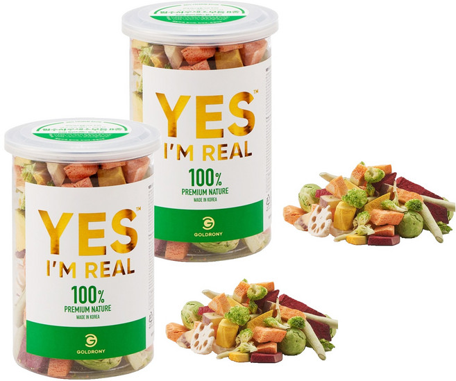 골드로니 예스아임리얼 프리미엄 필수 하루 채소 모듬 8종 강아지 간식, 당근, 그린빈스, 방울양배추, 고구마, 브로콜리, 연근, 단호박, 레드비트, 50g, 2개