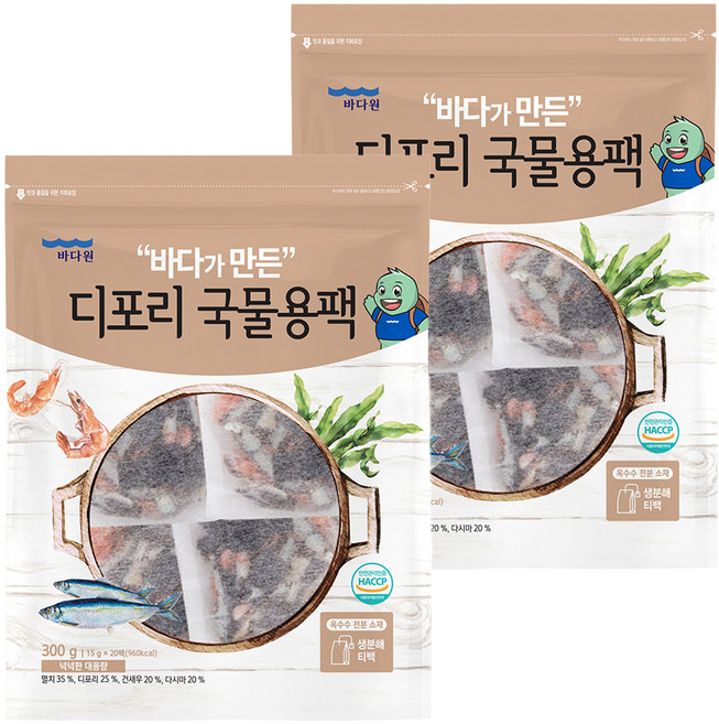 바다원 디포리 국물용팩, 300g, 2개