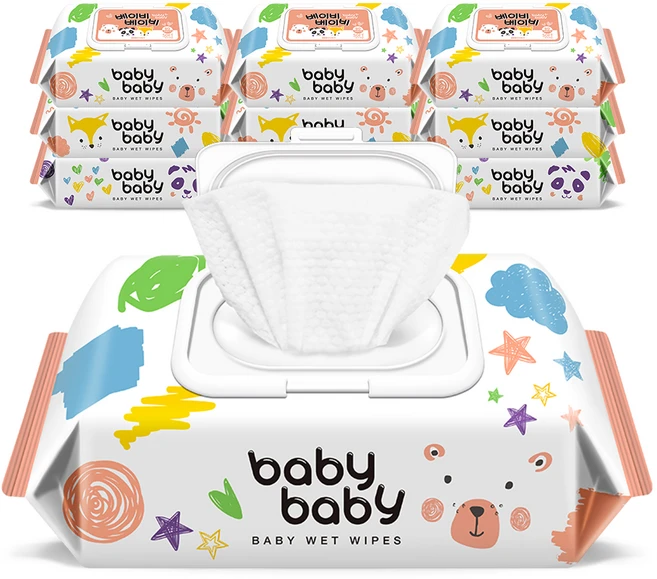 베이비베이비 소프트 아기물티슈 캡형, 52g, 80매, 10개 - 쿠팡