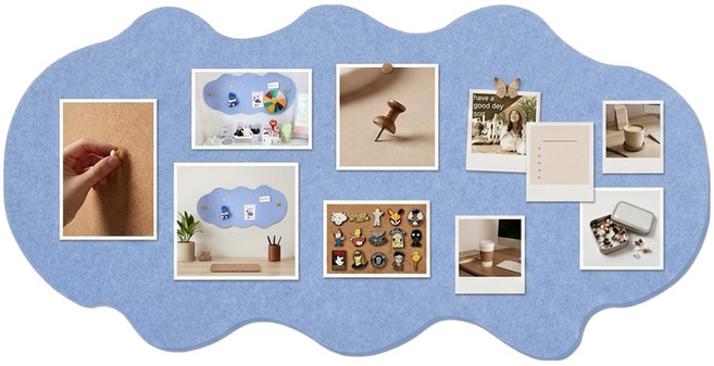 봄미르 구름모양 무타공 펠트보드 포토월 벽장식 인테리어소품, 스카이블루