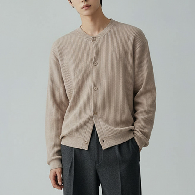레이먼 남성용 제르파 와이드 핏 라운드넥 가디건
