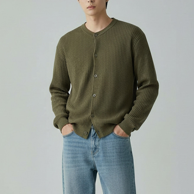 레이먼 남성용 제르파 와이드 핏 라운드넥 가디건