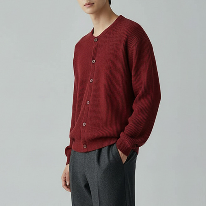 레이먼 남성용 제르파 와이드 핏 라운드넥 가디건