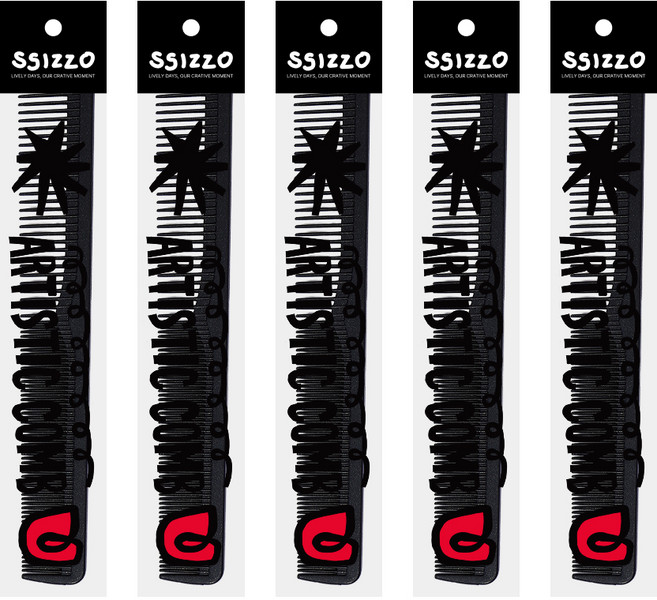 씨조 양면 납작 커트 빗, 5개, 블랙