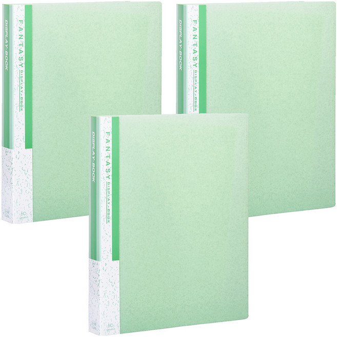 Lan CHYn 連勤牌文具 PP 大理石紋資料簿 LC-2060-G 60頁, 3本, 綠色