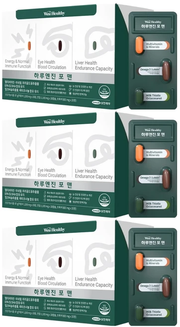 위시헬씨 하루엔진 포 맨, 30회분, 3개 - 쿠팡