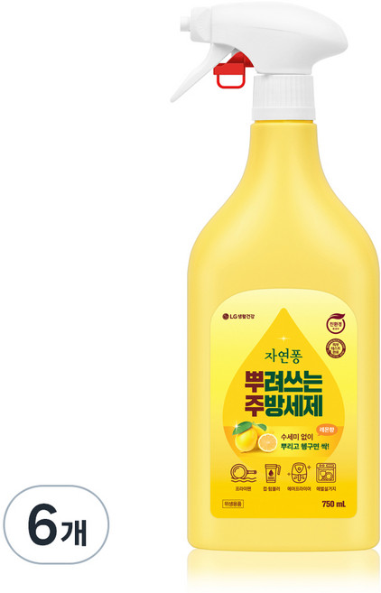 자연퐁 뿌려쓰는 주방세제 본품 레몬향, 750ml, 6개