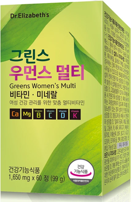 닥터엘리자베스 그린스 우먼스 멀티비타민 99g, 1개, 60정 - 쿠팡