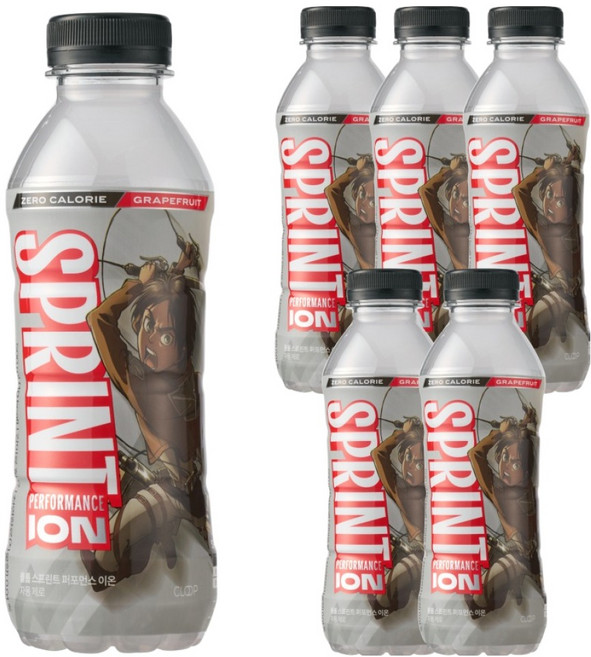 클룹 스프린트 진격의거인 제로 이온음료 자몽, 6개, 500ml