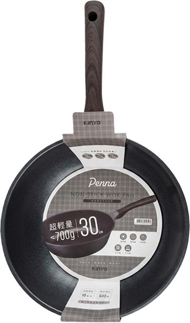 Kinyo 輕量鑄造不沾炒鍋 黑色 PO-2350 515 x 310 x 85mm 685g, 30cm, 1個
