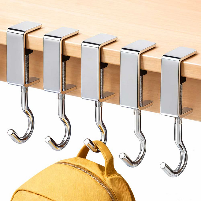 주식회사아텍스 다용도 무타공 책상 가방 걸이, 실버, 5개