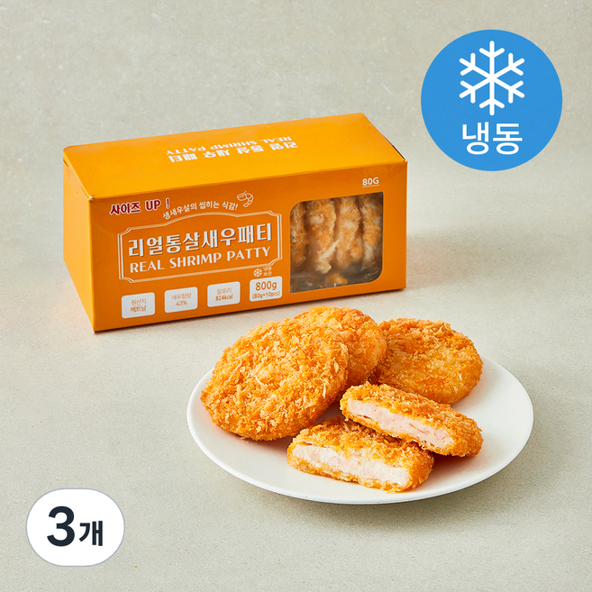 지엔씨푸드 리얼통살새우패티 10개입 (냉동), 800g, 3개