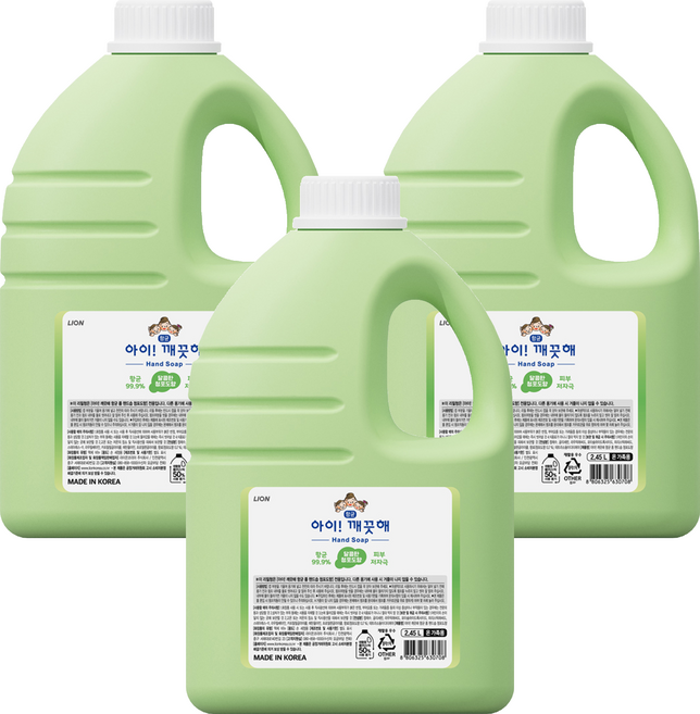 아이깨끗해 항균 폼 핸드솝 청포도향 리필, 3개, 2.45L