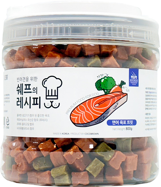 펫슐랭 강아지 쉐프의 레시피 트릿, 연어육포, 800g, 1개