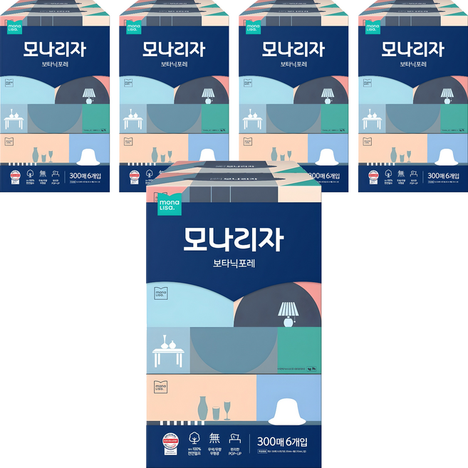 모나리자 보타닉포레 천연펄프 미용티슈 2겹, 300매, 30개