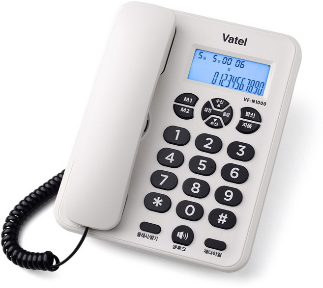 바텔 발신자 번호표시 유선전화기 화이트, VF-N1000