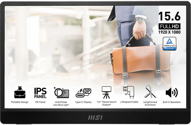 MSI 微星 可攜式螢幕 16型/FHD/Type-C/喇叭/IPS 原廠保固, 15.6吋, PRO MP161 E2U