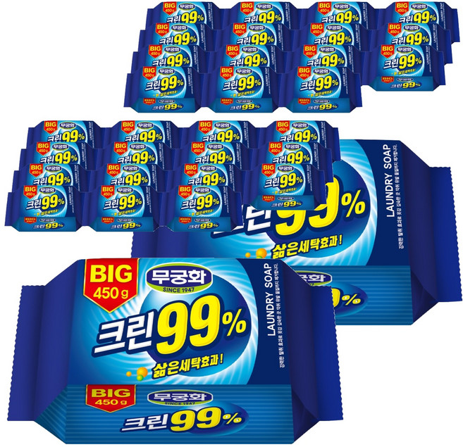무궁화 BIG 99% 크린 세탁비누, 450g, 32개