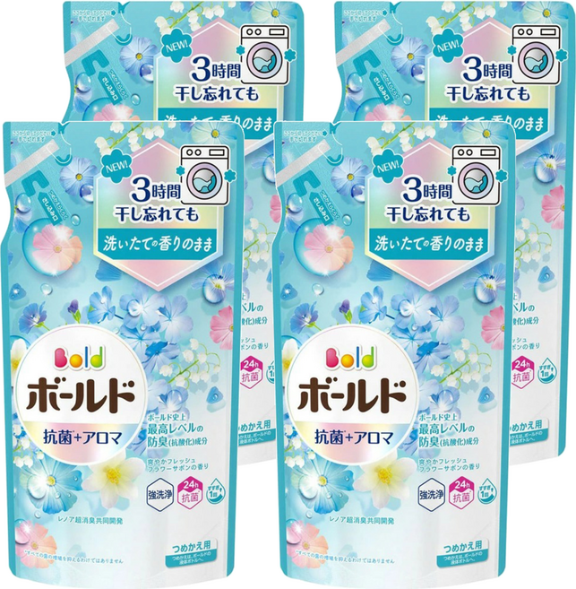 Bold 超濃縮衣物芳香洗衣精補充包 清爽花香, 400g, 4包
