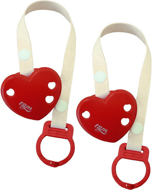 티지엠 국내제조 하트 쪽쪽이 클립 스트랩 홀더, 노꼭지, 베리레드, 2개