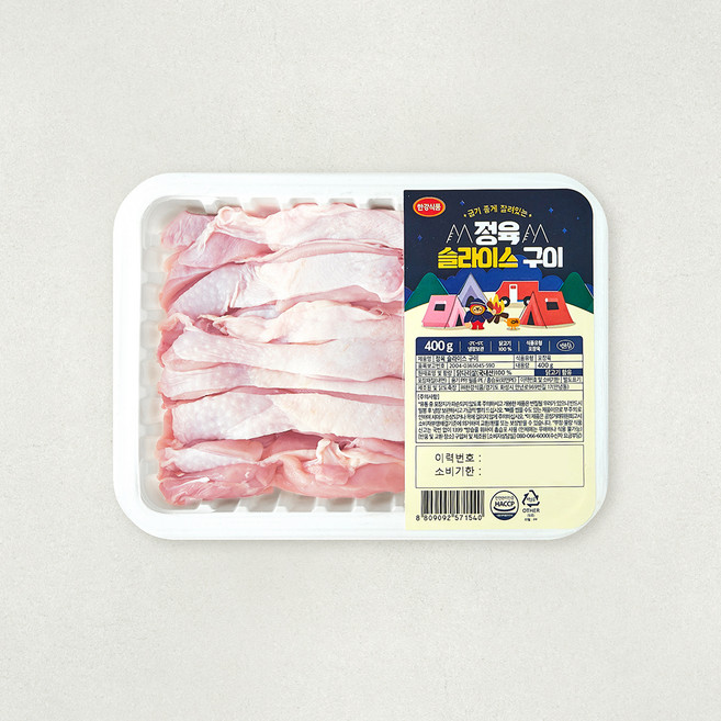 한강식품 정육 슬라이스 구이 닭다리살 (냉장), 1개, 400g