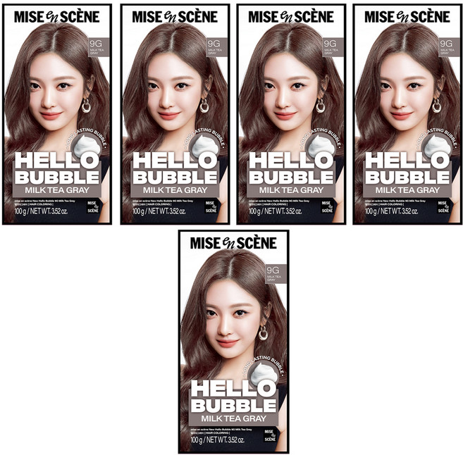 mise en scene 魅尚萱 Hello Bubble泡沫染髮劑, 9G奶茶灰, 5盒
