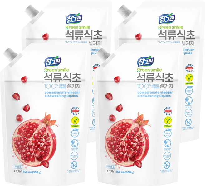참그린 석류식초 설거지 주방세제, 860ml, 4개