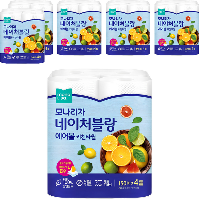 모나리자 네이처블랑 에어볼 키친타올, 150매, 24개