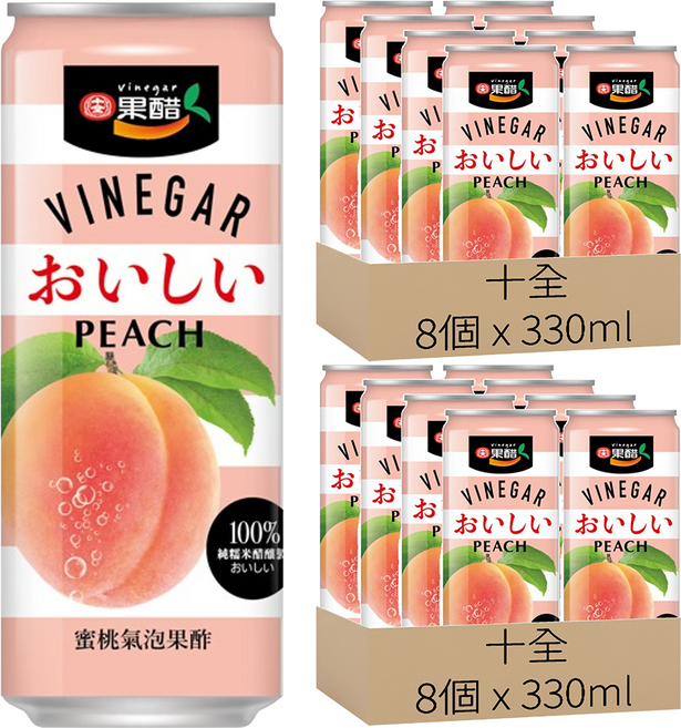 十全 氣泡果酢 蜜桃口味, 330ml, 16個
