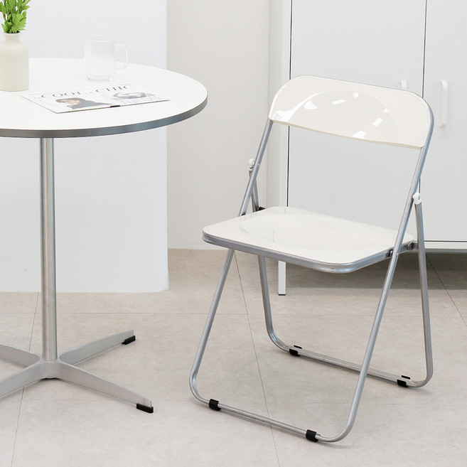 코멧 미드센추리 인테리어 접이식 아크릴 의자, 크림, 1개