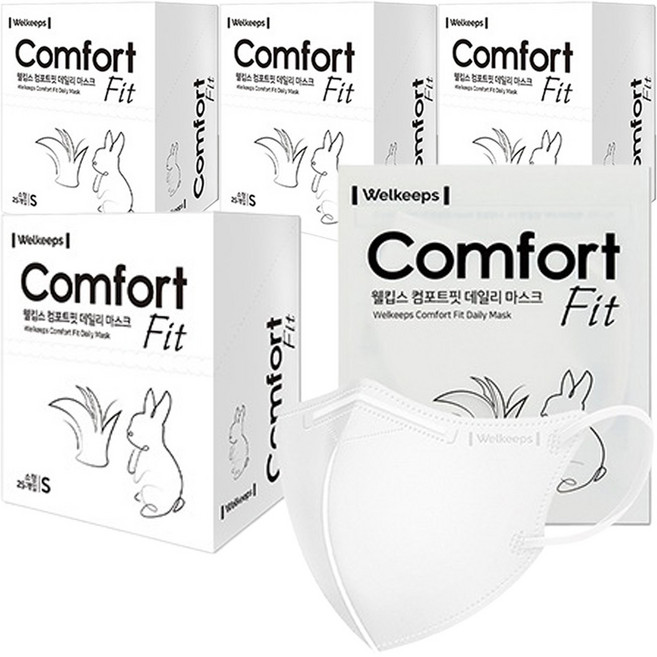 웰킵스 컴포트핏 데일리 새부리형 마스크 소형, 25개입, 4개, 화이트