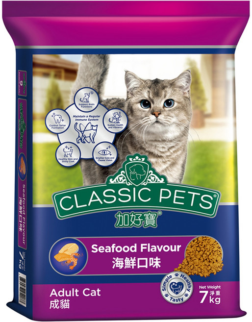 CLASSIC PETS 加好寶 成貓用 乾糧, 海鮮口味, 7kg, 1袋