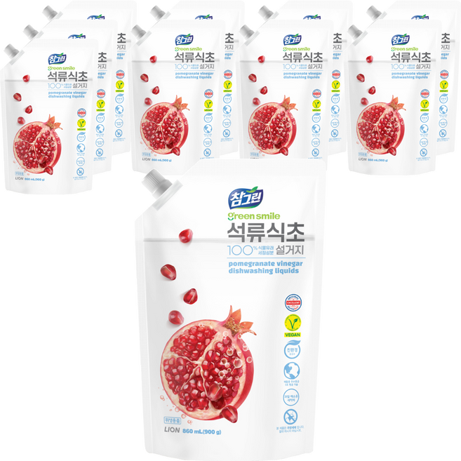 참그린 석류식초 설거지 주방세제, 860ml, 10개