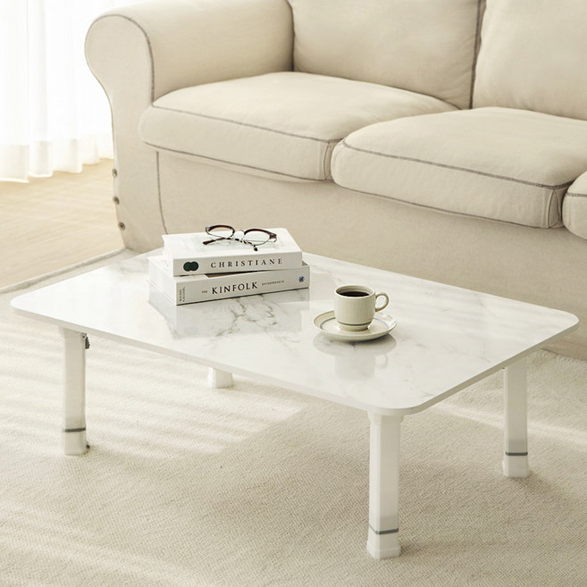 코멧 홈 국내생산 LPM 900 * 600 4단 높이조절 베이직 접이식 테이블, 모던마블