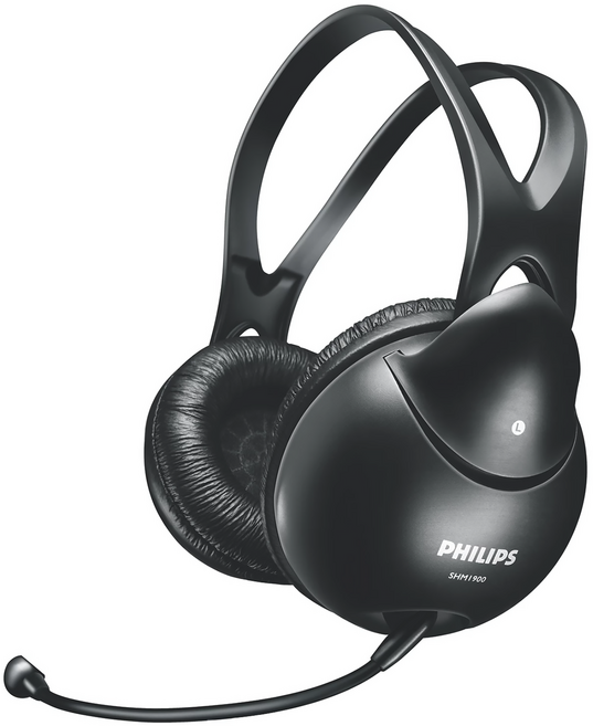 PHILIPS 飛利浦 頭戴式有線耳機, SHM1900, 黑色