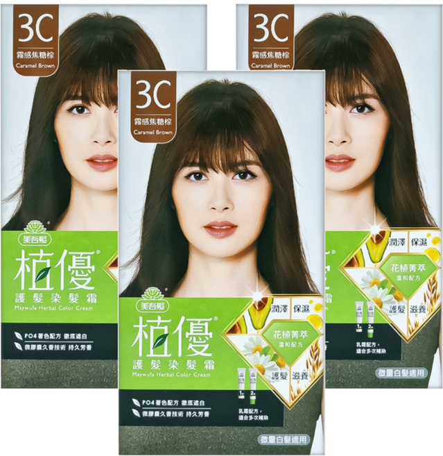 美吾髮植優 護髮染髮霜, 3C霧感焦糖棕, 3盒