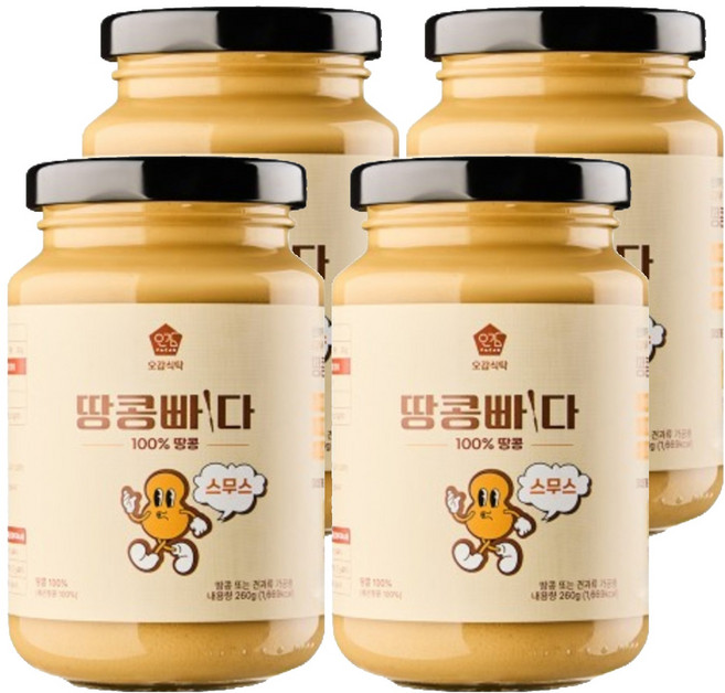 오감식탁 땅콩빠다 스무스 잼, 260g, 4개