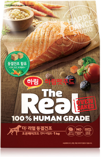 하림펫푸드 더리얼 동결건조 오븐베이크드 어덜트 강아지사료, 연어, 1kg, 1개