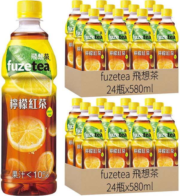 fuzetea 飛想茶 檸檬紅茶, 580ml, 48瓶
