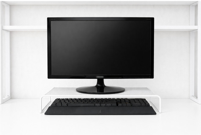 와이앤티 발열 방지 철제 메쉬 모니터 노트북 받침대, 화이트