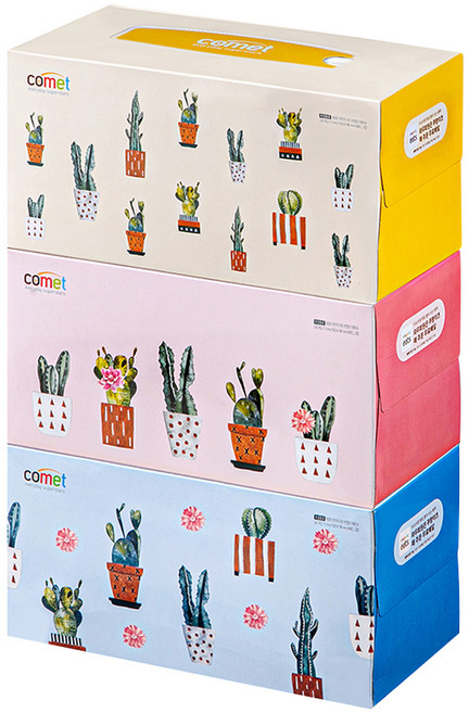 코멧 프리미엄 부드러운 천연펄프 미용티슈, 280매, 3개