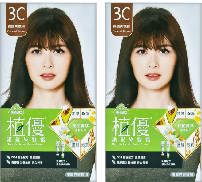 美吾髮植優 護髮染髮霜, 3C霧感焦糖棕, 2盒
