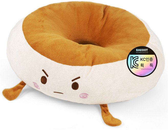 배곧인터내셔널 홈데코 호떡 도넛방석 성인&유아방석, 화난, 1개