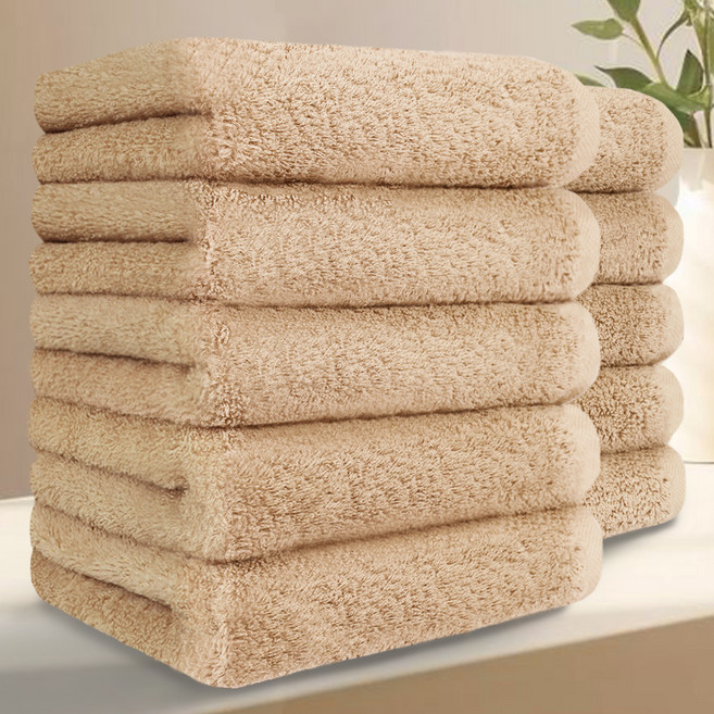 테리크 프리미엄 먼지없는 호텔 수건 200g 40수 코마사 면, 베이지, 10개