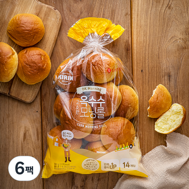 기린 고소한 옥수수 모닝롤, 360g, 1개입, 6개