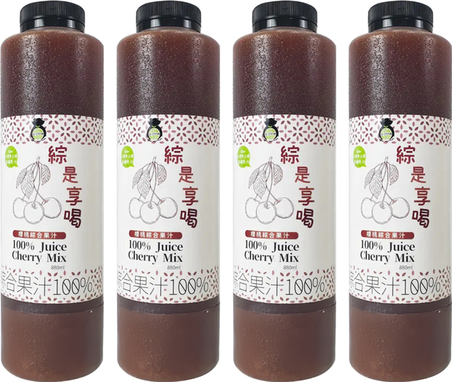 TAIWAN SWEET FARM 台灣好田 綜是享喝100%櫻桃綜合果汁, 880ml, 4瓶
