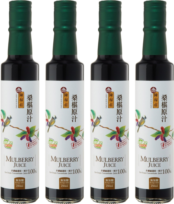 陳稼莊 桑椹原汁 無糖, 250ml, 4瓶