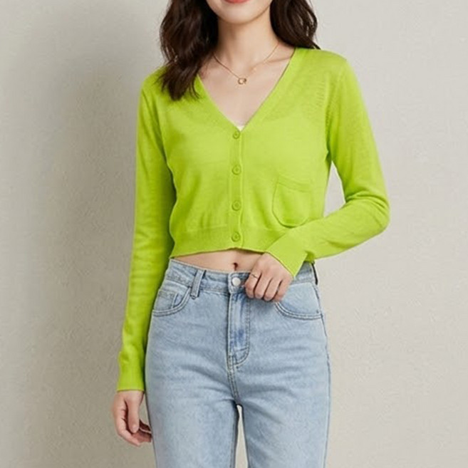 안다로미 여성용 크롭 미니포켓 가디건