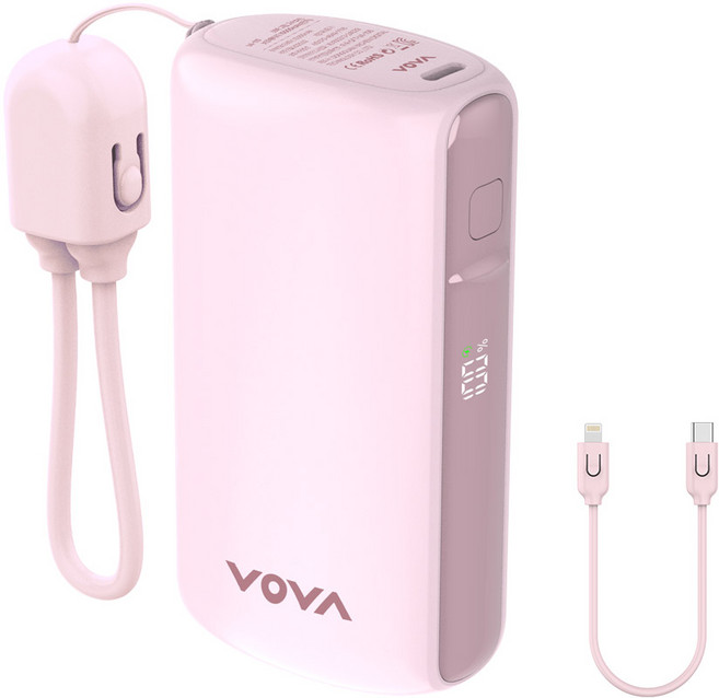 보바 그립 미니 고속충전 보조배터리 10000mAh, VA-115, 핑크